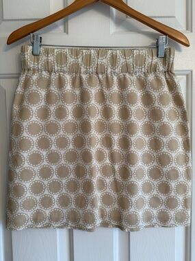 Banana Republic Beige and White Circle-Print Mini Skirt